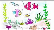 How to Draw Underwater Scenery | Easy Underwater Scenery Drawing for Beginners | Underwater Drawing