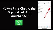 How to Pin a Chat to the Top in WhatsApp on iPhone?
