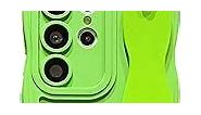 YYDSUNY for Samsung Galaxy S24 Ultra Case with Stand Wrist Strap, Solid Color Cute Wavy Wave Curly Camera Lens Cover Shockproof Soft Silicone Bumper S24 Ultra Phone Case 6.8" for Women Men (Green)
