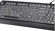 Large Letter Print Keyboard, 104 Keys Standard Full Size USB Wired White LED Backlit Computer Keyboard (KB612)