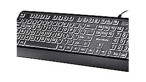 Large Letter Print Keyboard, 104 Keys Standard Full Size USB Wired White LED Backlit Computer Keyboard (KB612)