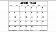 Free Printable April 2020 Calendar - Wiki-Calendar.Com