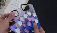 MOWIME Flower Pattern Magnetic Glitter Phone Case iPhone 14 Pro Max 6.7’’[5 Ft Drop Protection] Anti Fingerprint Cool Matte [Compatible with Magsafe] Case - Tulip