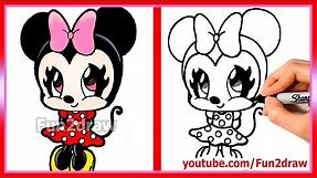 How to Draw Minnie Mouse Cute + Easy | Fun2draw Online Art Tutorials