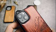 Carveit Magnetic Wood Case for iPhone 13 Pro Case [Natural Wood & Black Soft TPU] Shockproof Protective Cover Unique Wooden Case Compatible with magsafe (Natural Landscape -Cherry)