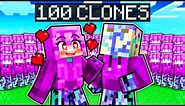 100 CLONES Try to KISS DASH In MINECRAFT!?