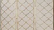 Deco 79 Metal Geometric Hinged Foldable Partition 3 Panel Room Divider Screen, 57" x 1" x 79", Gold