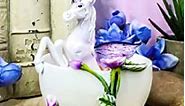 Ebros Amy Brown Enchanted Fantasy Tea Cup Purple Violet Iris Unicorn with Curly Horn and Wings Figurine Mystical Creature Unicorns Fairy Garden Accessory Decor Sculpture