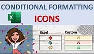 Excel icon sets, custom icon sets and conditional formatting in excel (and excel CHAR function)