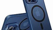 TORRAS Magnetic for iPhone 15 Pro Case, [Military Grade Drop Tested] [Fit for MagSafe] [Upgraded Camera Protection] Shockproof Sturdy Kickstand Slim iPhone 15 Pro Phone Case with Stand, Blue Titanium