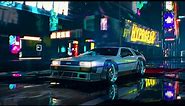Cyberpunk DeLorean Night City - 12 Hours - 8K Ultra HD