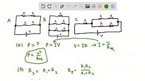 SOLVED:Each resistor in the three circuits in the drawing has the same resistance R, and the batteries have the same voltage V. (a) How is the total power delivered by the battery related to the equivalent resistance connected between the battery terminals and to the battery voltage? (b) Rank the equivalent resistances of the circuits in descending order (largest first). (c) Rank the three values of the total power delivered by the batteries in descending order (largest first). Problem The value