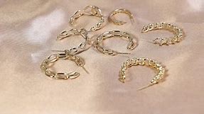 14K Gold Chain Hoop Earrings