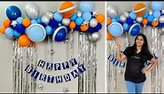 Space Theme Birthday Party Backdrop with balloons