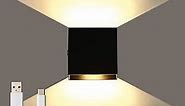 Lightess LED Wall Sconce Battery Powered, Touch Control Dimmable Wall lamp Rechargeable Black, Up Down Wall Mount Lights for Hallway Living Room, Warm White, LG9939106