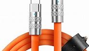 Statik TsumoCharge USB C Cable to i-Product 27W Fast Charging Cable - Heavy-Duty Unbreakable Silicone, Supports Data Transfer Type C Cable, Cord Wrap Organizer Included, 6FT/2M, Orange