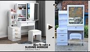How to make a SLIDING MIRROR DRESSING TABLE ( hidden storage) for Makeup and beauty accessories