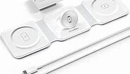 3-in-1-Wireless-Charger-for-Magsafe-iPhone 15/14/13/12 Apple Watch Airpods, Foldable-Travel-Charging-Station with Evolved Pro Magnetic Pad, Portable Essentials for Multiple-Devices Accessories