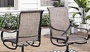 MFSTUDIO 2 Pieces Patio Sling Dining Swivel Chairs with Steel Metal Frame, Weather Resistant Garden Bistro Backyard Outdoor Furniture Chairs, Grayish Brown Fabric and Black Frame