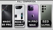 Red Magic 8S Pro Vs Samsung S23 Ultra Vs iPhone 14 Pro Max Vs ROG 7 Ultimate
