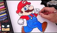 How To Draw Super Mario | Draw & Color Tutorial (Step by Step)