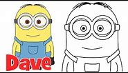 How to draw Minions Dave step by step easy drawing for kids and beginners