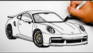 How to draw a car - Porsche 911 Turbo S - Step by step #1