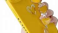 Caseative Cute Love Heart Wrist Strap Chain Bracelet Soft Compatible with iPhone Case (Yellow,iPhone 14 Pro Max)