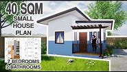 SMALL HOUSE DESIGN (40 sqm/430.56 sqft, 2 Bedroom/2 Bathroom Bungalow Plan)