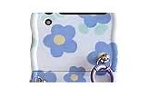 GO-VOLMON Cute Strap Case for Samsung Galaxy Z Flip 5 Blue Flower Print, Kawaii Girls Case for Galaxy Z Flip 5 Lovely Lanyard, Girly Floral Case for Z Flip 5 Curly Wavy Frame (Flower-Blue, Strap)