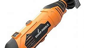 Sharp Pebble Electric Chainsaw Sharpener Kit - Comes with Chain Saw Sharpener Tool, 4 File Size Diamond Sharpening Wheels, Angle Attachment, Wrench & eBook.
