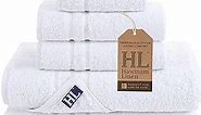 Hawmam Linen White 6 Piece Bath Towels Set for Bathroom Original Turkish Cotton Soft, Absorbent and Premium 2 Bath Towels, 2 Hand Towels, 2 Washcloths