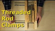 Home-made threaded rod woodworking clamps