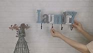 Wood Laundry Sign with Hooks Cutout Word Sign Wall Decor