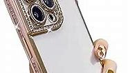 Wahhle Designed for iPhone 11 Glitter Case, Luxury Plating Cute Bling Diamond Inlay Phone Cover for Women Girls with Bling Camera Protector