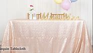 ShiDianYi 50"x72" Champagne Blush Sparkly Sequin Tablecloth for Wedding