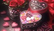 Valentine’s Day Hearts, Roses and a Red Heart-Shaped Box of Candy