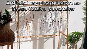Artilady Butterfly Crystal Dream Catcher - Large Pink Dream Catchers with Crystals Suncatcher Boho Wall Hanging Moon Dreamcatcher Bedroom Home Decor Christmas Decoration Gift for Girls,Women
