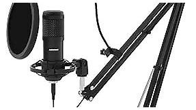 Sudotack USB Streaming Podcast PC Microphone, 192KHz/24Bit Studio Cardioid Condenser Mic Kit with Sound Card, Boom Arm, Shock Mount, Pop Filter, for Skype, YouTuber, Karaoke, Gaming, Recording