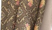 11Yards Luxury Brown-Gold Floral Damask Wallpaper Peel and Stick, Vintage Removable Contact Wall Paper Decals for Living Room Furniture, 48.4 Square ft 32.8ft x17.7Inch