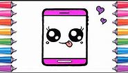 How to draw a cute phone step by step - SUPER EASY