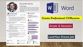 Awesome Simple and Attractive CV in Word | Create Professional CV | Best CV Resume Format 2021