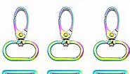 MELORDY 15Pcs Metal Swivel Snaps Hooks with D Rings & Tri-Glide Slide Buckles for Purse Bag Straps DIY Sewing Hardware Kit (1 inch, Rainbow)