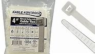 Kable Kontrol Cable Zip Ties Natural White 1000 Pcs 4 Inch, 18 Lbs Tensile Strength, Self-locking Natural Nylon Clear Plastic Wire Ties wraps for Indoor or Outdoor Use