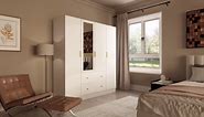 FUFU&GAGA White 4-Door Armoires with Mirror, 2 Hanging Rods, 2-Drawers and Storage Shelves (19.7 in. D x 63 in. W x 70.9 in. H) KF330062-012
