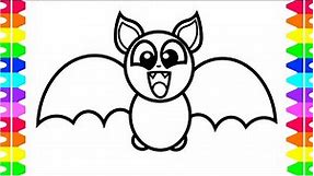 Bat, Coloring for kids and Toddlers, Let's Draw and learn together.