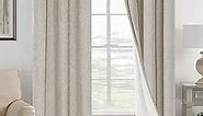 H.VERSAILTEX Primitive Linen Curtains 100% Blackout Curtain Drapes Burlap Fabric Curtains with White Thermal Insulated Liner, Grommet Top Curtains Living Room/Bedroom (2 Panels, 42 x 84 Inch, Stone)