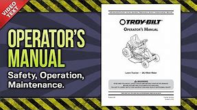 Operator's Manual: Troy-Bilt TB30 R Neighborhood Rider Lawn Mower/Tractor 26J (769-09344)