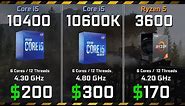 Core i5-10400 vs i5-10600K vs Ryzen 5 3600 Test in Games and Render Performance