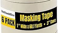 1InTheOffice Masking Tape 1 inch Wide, General Purpose Masking Tape 1 Inch by 60.1-Yards, 3" Core, “6 Pack”
